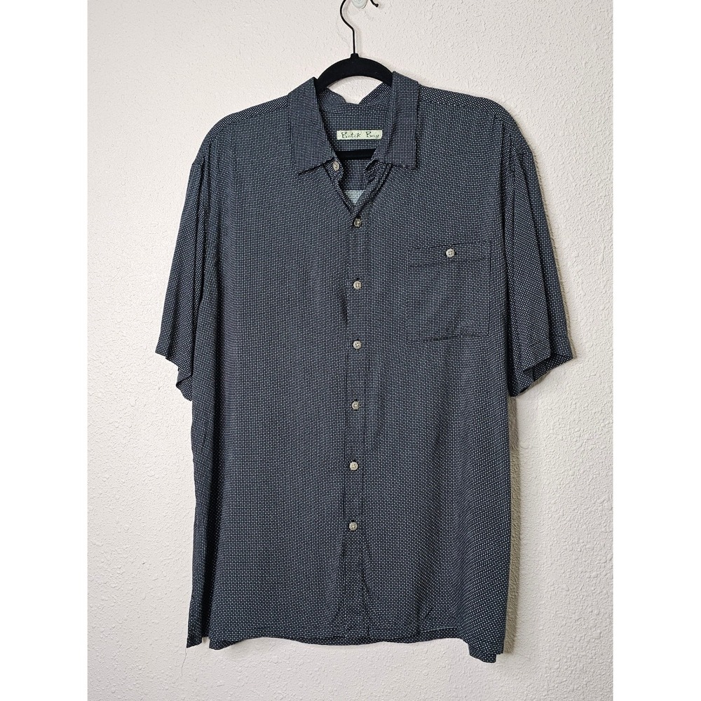 Batik Bay Mens XL Rayon Short Sleeve Button Down Shirt Geometric Lightweight